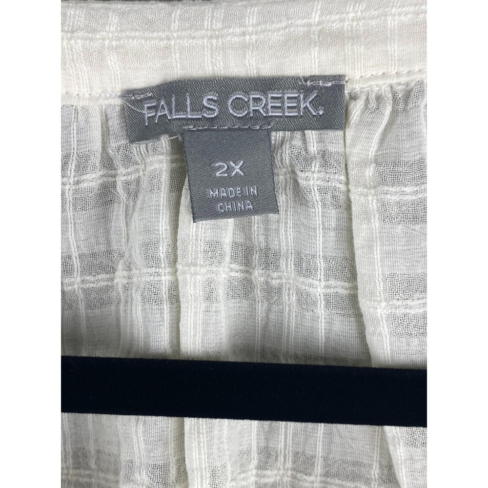 NWT Falls Creek Womens Blouse Top 2X Cream Cotton Gauze Embroidered Boho Cottage - Picture 4 of 13